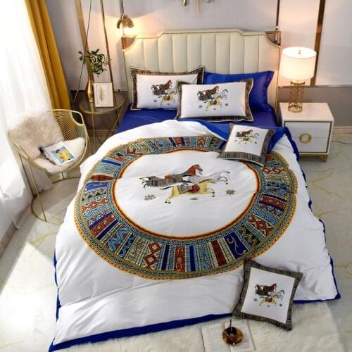 4/6pcs Luxurious 600TC Egyptian Cotton High Quality Home Textile Printed Pillowcase Sheets Bedding Set Duvet Cover set #s