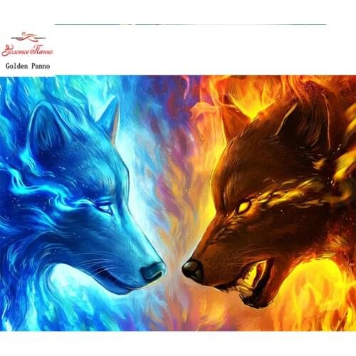 5D DIY Diamant Malerei Schnee Wolf Kreuz stich Diamant Stickerei Mosaik Muster Feuer wolf Strass Hand Home decor