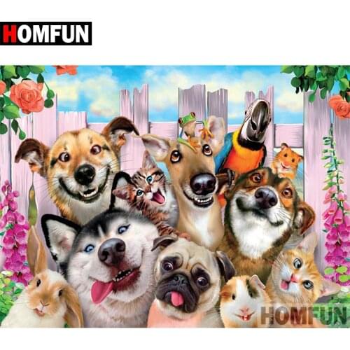 HOMFUN 5D DIY Diamond Painting Full Square/Round Drill "Animal dog" 3D Embroidery Cross Stitch gift Home Decor A00688
