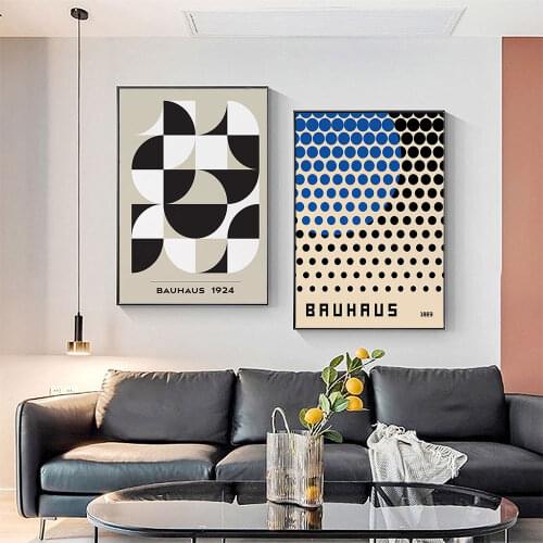 Bauhaus Black White Poster Geometric Canvas Painting Mid Century Abstract Art Print Modern Wall Picture Living Room Home Decor