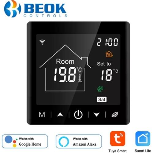 Beok 110V 220V WIFI Tuya Smart Life Thermostat for Electric/Water Floor Heating Voice Alexa Google Home Temperature Controller