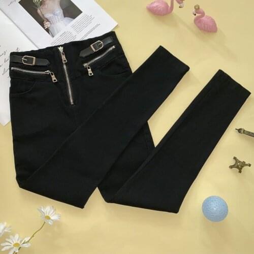 Women Pants Autumn Black Trousers Womens High Waist Front Zipper Pencil Pants Stretch Skinny Pants Pantalones De Mujer