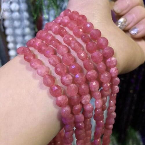 6mm Natural Stone Beads Rhodochrosites Faceted Loose Beads For DIY Jewelry Making Necklace Bracelet Accessories