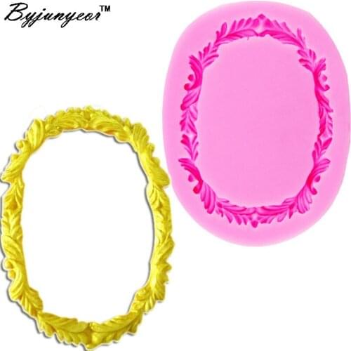 Byjunyeor M395 Oval Flower Wreath UV Resin Silicone Mold Fondant Chocolate Candy Lollipop Crystal Epoxy Soft Clay Bake Tool