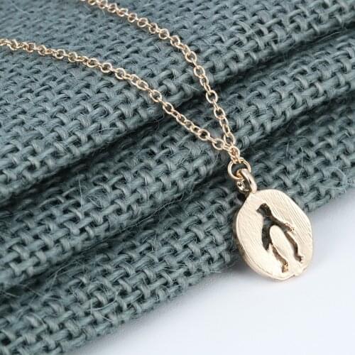 Chandler Cutout Penguin Necklace Hollow Pendant Long Alloy Zinc Chain Maxi Torque Lovely Animal Metal Alloy Women Love Jewelry