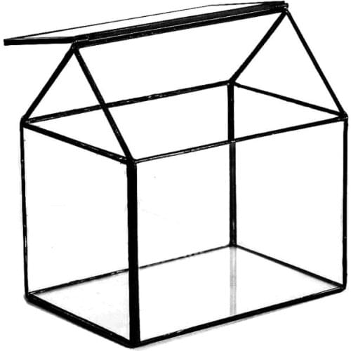 Geometric Geometric Glass Terrarium Box Handmade House Shape Close Glass Table Top DIY Display Planter Windowsill Flower Pot for