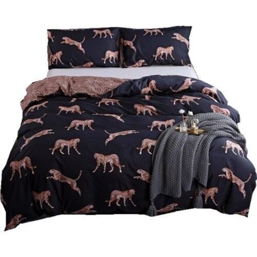 ROMANZO 3 pieces/set Housse de couette reactive printing animal leopard European and American dark wind bedding kit