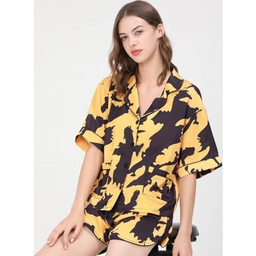 Fashion Pajamas for Women Home Suit Summer Pyjamas Pj Set Satin Nightwear Sleepwear 2021 Pijama Verano Mujer