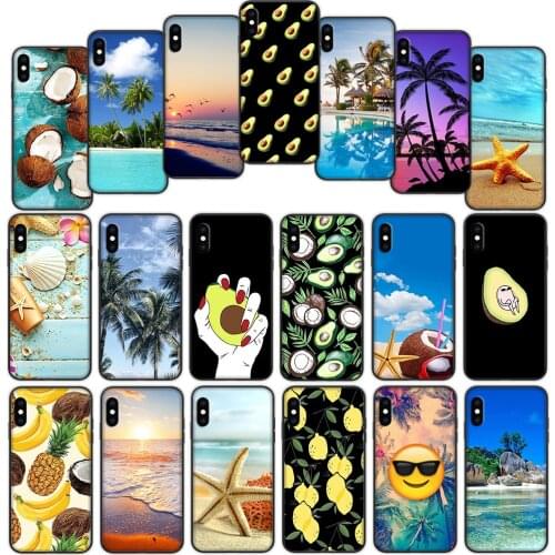 Fruit Coconut Avocado Beach Soft Cover Case for iPhone 7 8 6 6S 5 5S SE Plus