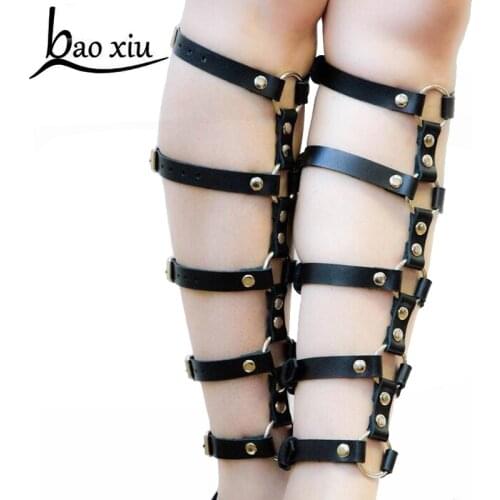 New 2pcs Gothic Punk Rivets Hand Foot Ankle Straps Sculpting Harness Leather Body Bondage Straps barefoot sandals Accessories