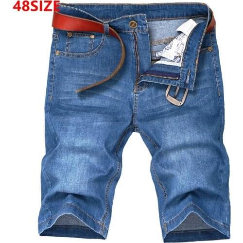 Richkeda Store New 2021 Big Size Summer Large Size Mens Denim Shorts High Elastic Thin Section Plus Fertilizer To Increase