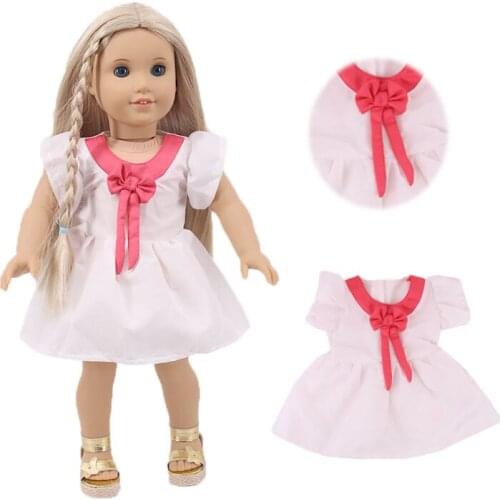 2021 New Pattern Bow Dress Fit 18 Inch American&43cm Baby New Born Doll Clothes Accessories