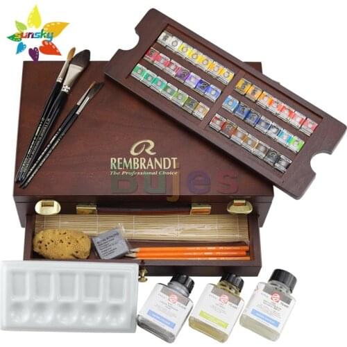 Original Holland Talens REMBRANDT Solid Watercolor pigment 22 28 42 colors Master luxury Wooden box professional art supplies