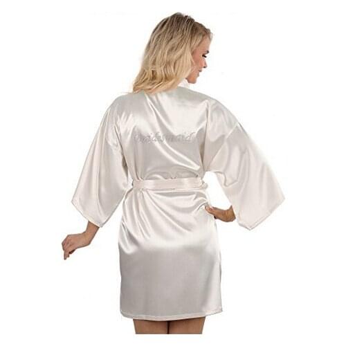 Sexy Yukata Night Robe Short Satin Wedding Bride Bridesmaid Robes With Clear Rhinestones-Bride&Bridesmaid Edition Dressing Gown