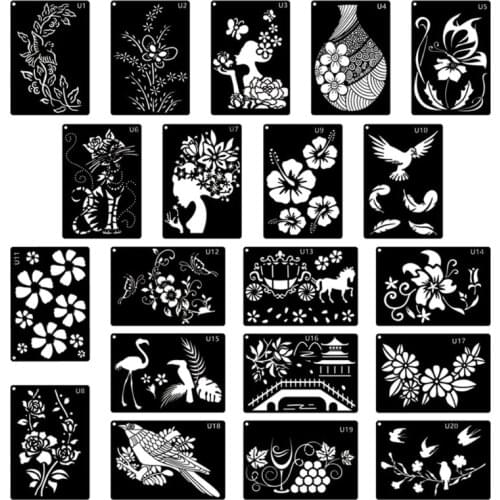 Bird Flower Painting Stencils Suitable for Multiple Scene for Novices B95C