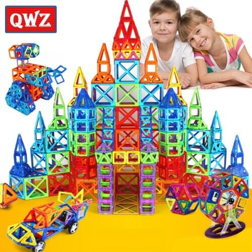 QWZ Mini Magnetic Designer Construction Set Model & Building Toy Magnetic Blocks Educational Baby Toys For Kids Christmas Gifts