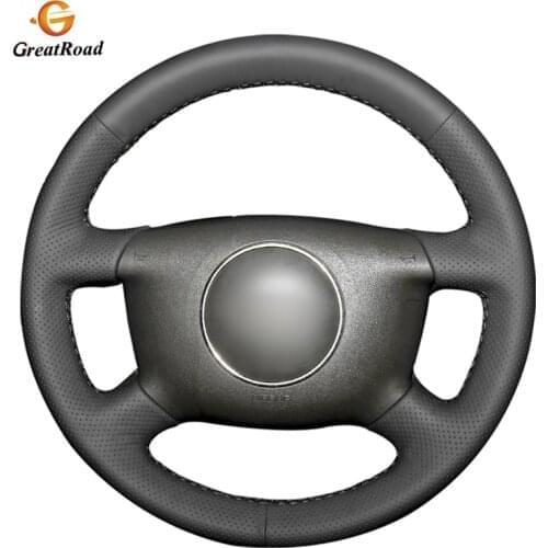 Hand-stitched Black Genuine leather Car Steering Wheel Cover for Audi A4 1998 A6 1999-2004 A8 A8 L 1998-2001 Allroad 2001