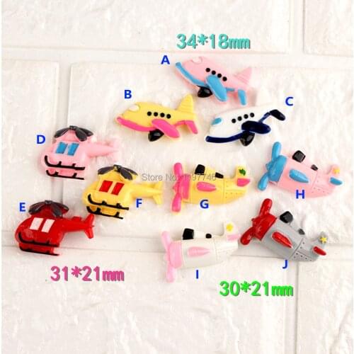 Plane Aircraft Helicopter Resin Flatback Cabochon Kawaii Colorful Jewelry Accessories diy Phone Hair Decor For Children 10pcs