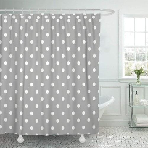 Grey Gray Polka Dot Pattern White Baby Abstract Circle Shower Curtain Waterproof Polyester Fabric 72 x 72 Inches with Hooks