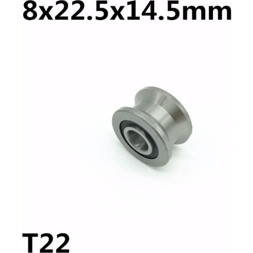 2pcs T22 8x22.5x14.5x13.5 mm T Groove Ball Bearing Guide Track Roller Bearings T-22 wheel ball bearing High quality