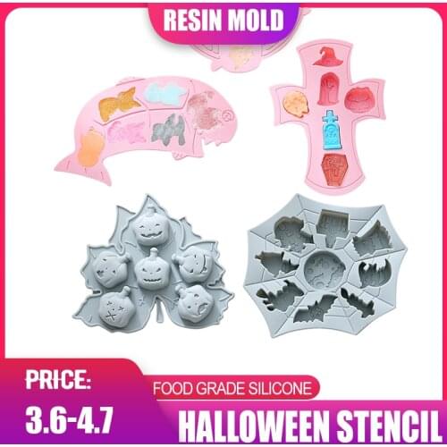 Homemade Halloween Resin Fudge Silicone Mold Chocolate Ice Cube Biscuit Baking Silicone Bakeware Kitchen Easy Demoulding Gadgets