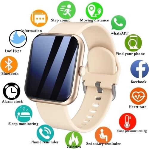 ROLLSTIMI 2021 Smart watch Women Sports Heart rate Blood pressure Pedometer Information Call Reminder Waterproof smartwatch Men
