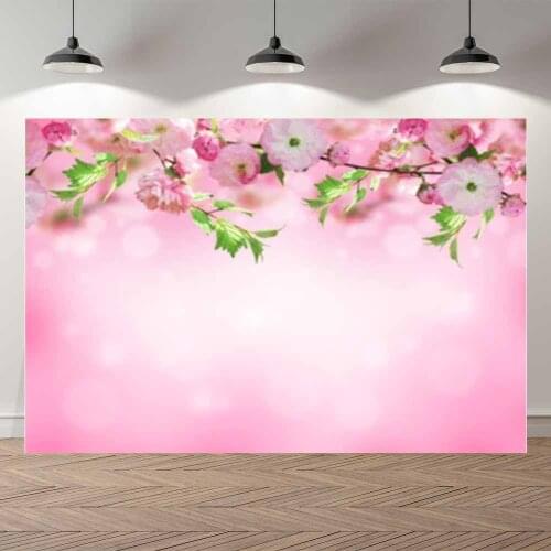 Thin Vinyl Spring Floral Cherry Bokeh Girls Kids Birthday PartyWedding Banner Photography Backdrop Photo Studio Background