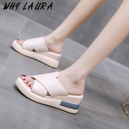 Ladies High Heels Slippers Platform Loafers Ladies Casual Summer Wedge Sandals Ladies Flats Outdoor Beach Shoes