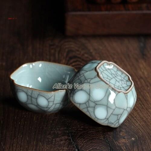 Superior Golden fish crackle glaze Saucer china Porcelain coffee cup Chinese Longquan Celadon Celadon Teacup cups tea set cups