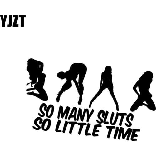 YJZT 13.2*7.9CM Sexy Hot Women Girl Adult Pinup So Many Car Sticker Decor Vinyl Black Silver C20-0014