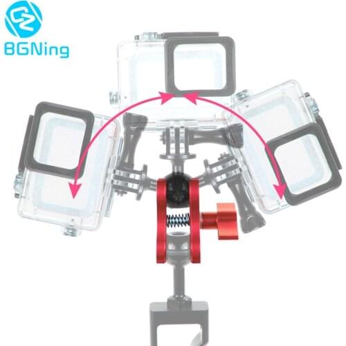 2-open-hole Butterfly Clip Clamp Arm Tripod Holder Stand Mount Adapter Diving Ball Head Bracket for Gopro yi Sjcam Sports Camera