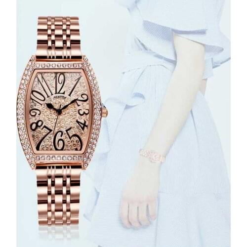 NEKTOM New Womens Creative Rhinestone Luxury Dial Bracelet Watches Simple Elegant Dress Party Ladies Wristwatch Clock