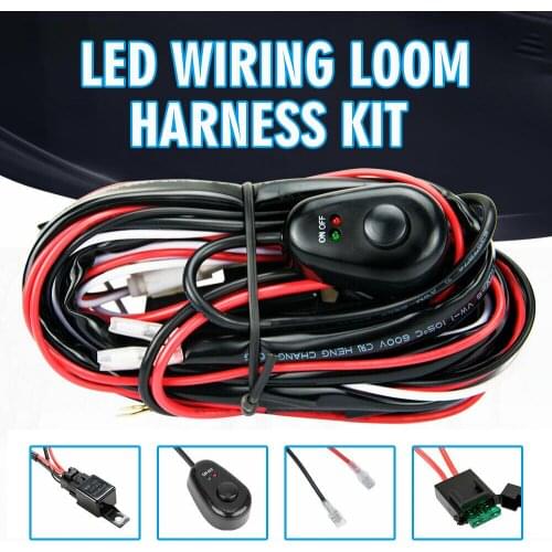 1set Universal 12V LED Work Light Bar 12V 40A Relay Switch Kit Durable Driving Lights Wiring Loom For Cars Motorcycle