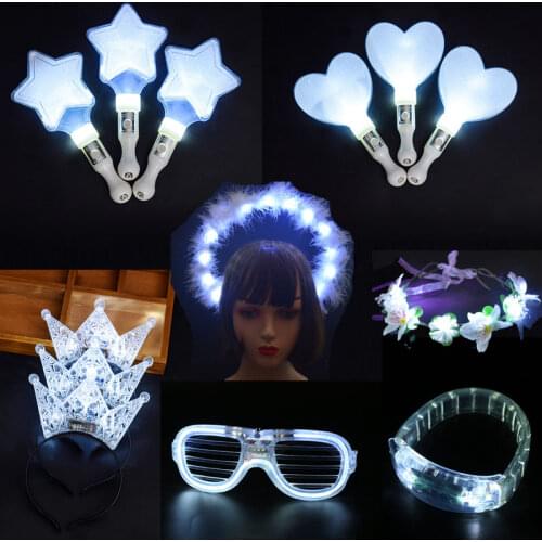White LED Stick Star Crown Horn Shape Glow Wand Glasses Headband Hairwear Concert Props Performance Light Headdress Gifts Toys