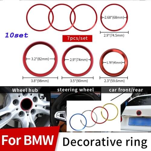 10set for E60 E90 F10 F30 F15 E91 E92 front rear emblem steering wheel Decorative Ring Center Hub Caps Decoration accessories