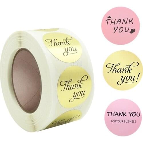 100-500pcs Thank You Stickers Seal Labels 1inch Bronzing Paper Decoration Sticker for Handmade Wedding Gift Stationery Sticker