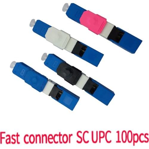 100pcs SC UPC fiber opticsingle-mode quick connector FTTH SC UPC single-mode fiber optic adapter FTTH assemb fast connector free