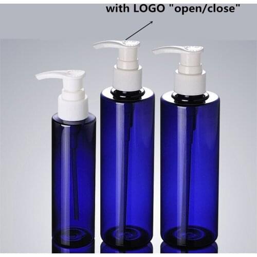 12ps 100ML 8OZ Blue Plastic Refill Lotion Bottles Lotion Pump for Shampoo, Personal care,Lotion Bottles Hotel Bathroom Recycle