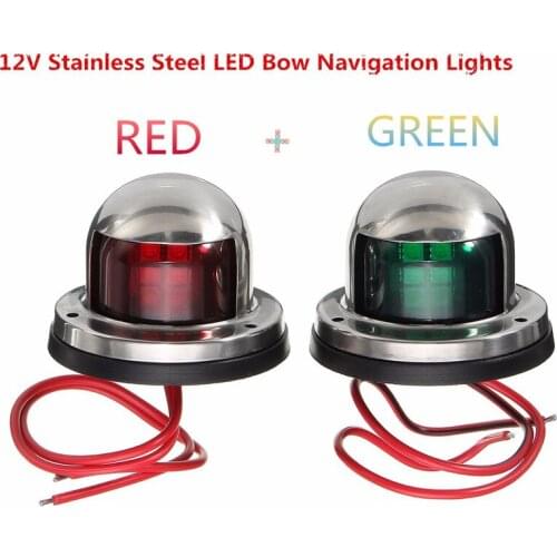 2x Boat Light Stainless Steel 12V LED Bow Navigation Light Red Green Sailing Signal Light For Marine Boat Yacht Warning Light