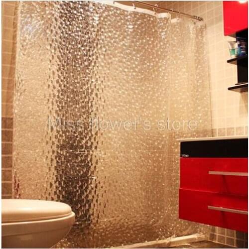 3D Water Cube Pattern Shower Curtain Bathroom Waterproof Mildewproof 100% EVA Fabric With 12 Hooks 180cm*180cm