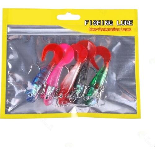 5PCS Soft Fishing Lures 70mm 8.6G Jigging Head Pesca Accessories Wobblers 3D Eyes Hot Sell Artificial Swim Bait Pesca Lure