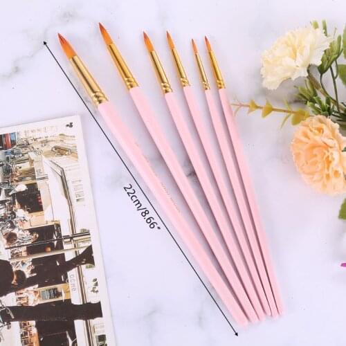 6pcs Professional Spike Painting Brushes Nylon Hair Watercolor Gouache Paint Brush Fine Tip Artistic Tool
