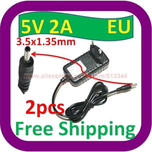 Free Shipping 5V DC 2A 2000mA AC Adapter 3.5mm x 1.35mm EU plug Home Wall Charger Power Supply Cord