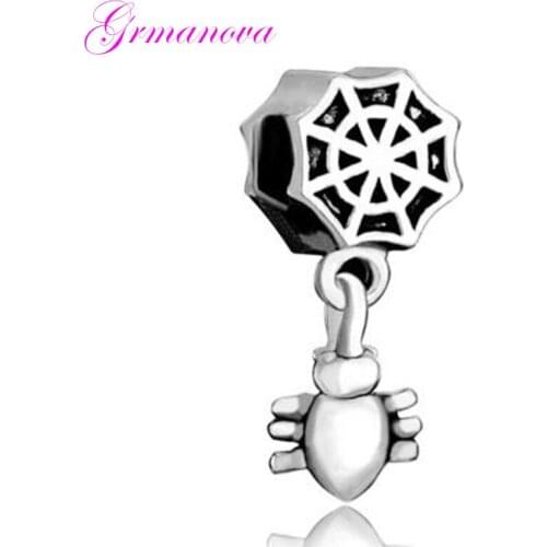 Beads jewelry jewelry bracelets Halloween ornaments pendant spider web spider pendant charm beads Fit Pandora Necklace bracelet