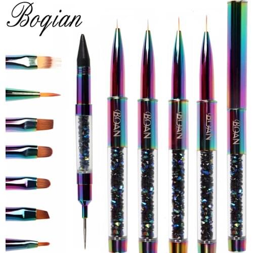 BQAN Liner Nail Brush Rainbow Gel Brush Manicure Acrylic UV Gel Extension Pen For Nail Polish Painting Drawing Brush Paint Tools