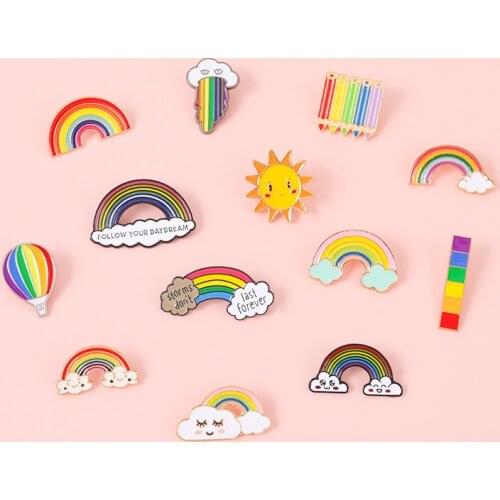 11 Styles Cartoon Rainbow Clouds Enamel Pin Colorful Brooches Collection Metal Brooch Pins Badge Gifts for Women Men Children