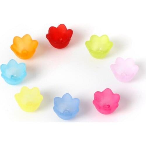 Hot Selling 220pcs/lot 6x9mm Mixed Color Acrylic Beads Loose Spacer Frosted Flower Beads Fit Fashion For Women Jewelry