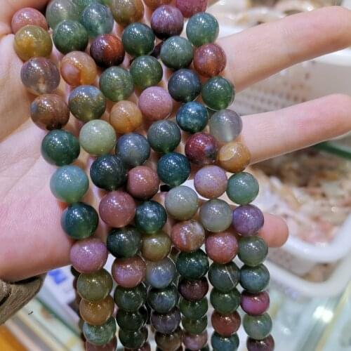 Natural Agate Beads Red Green Yellow Wholesal Aquatic Pattern Necklace Bracelets Sweater Chain Jewelry Accessories DIY Material
