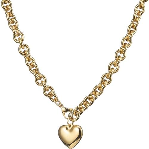 8mm High Quality Stainless Steel Oval Rolo Link Chain With Heart Pendant Gold Necklace Or Bracelet Womens Jewelry Gift 7"-40"