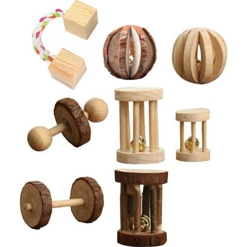 Wooden pet toy hamster rabbit Dutch pig parrot playing molars set